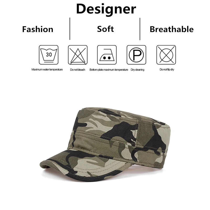 Unisex Light Plate Camouflage Series Flat Top Baseball Caps Spring Autumn Sailor Hats Men Flat Top Captain Military Caps