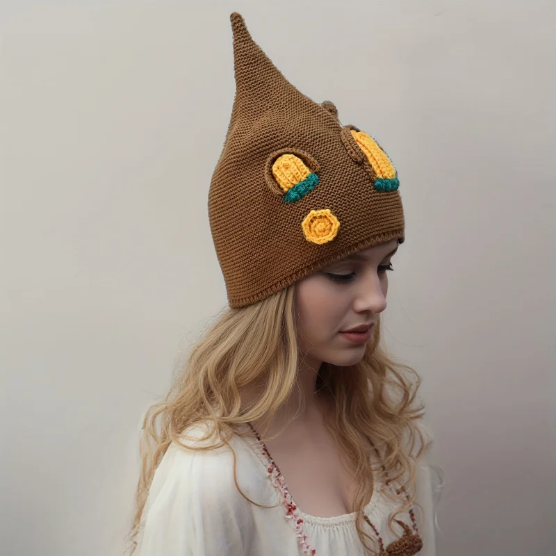 Handmade Brown Treehouse Hat Cute Pointed Top Resembling Small Forest House for Whimsical Halloween Costumes