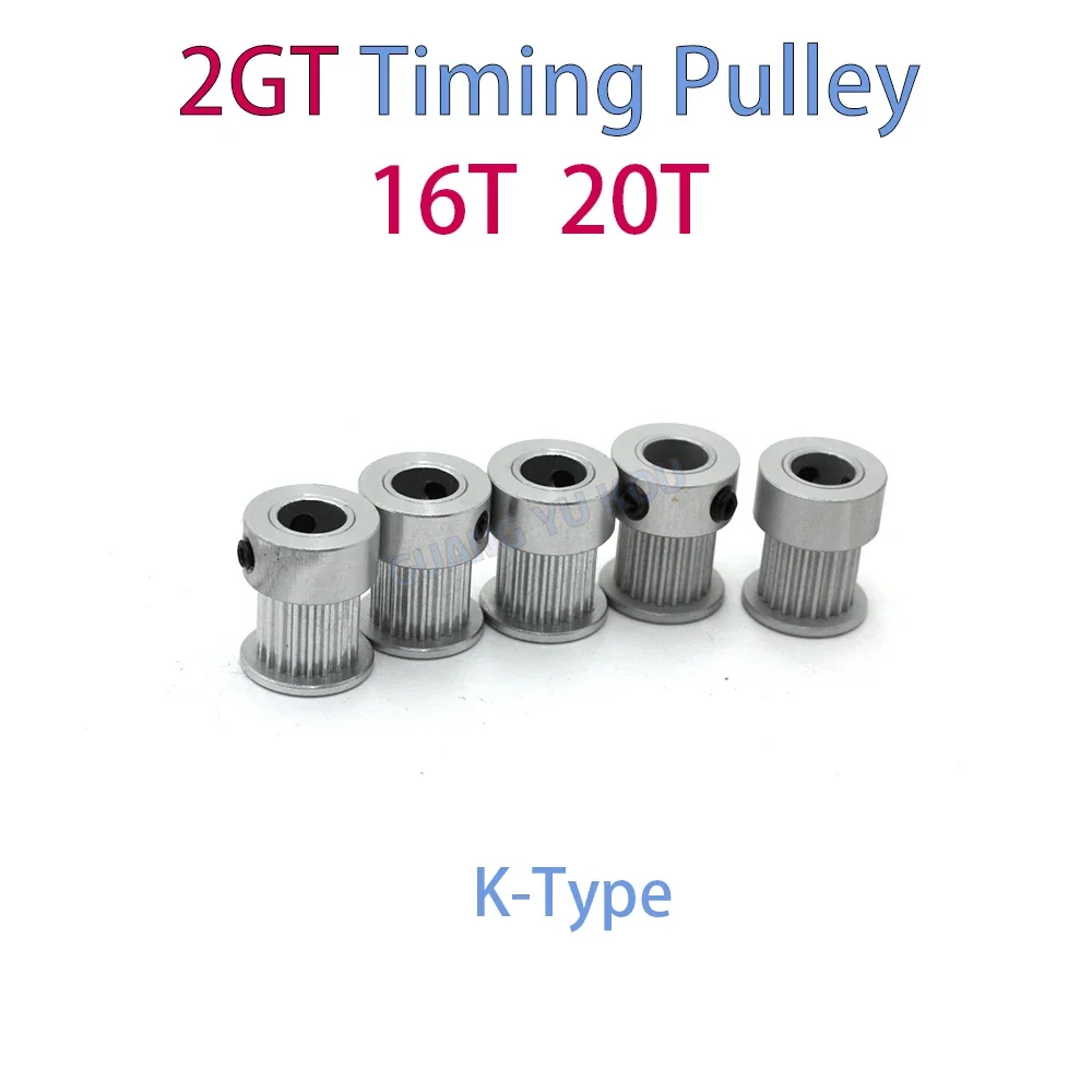 

GT2 16T 20T Timing Pulley with Bore 3-8mm for 6/9/10/15mm Belt Width 2GT Synchronous Belt Compatible with 3D Printer CNC K Type