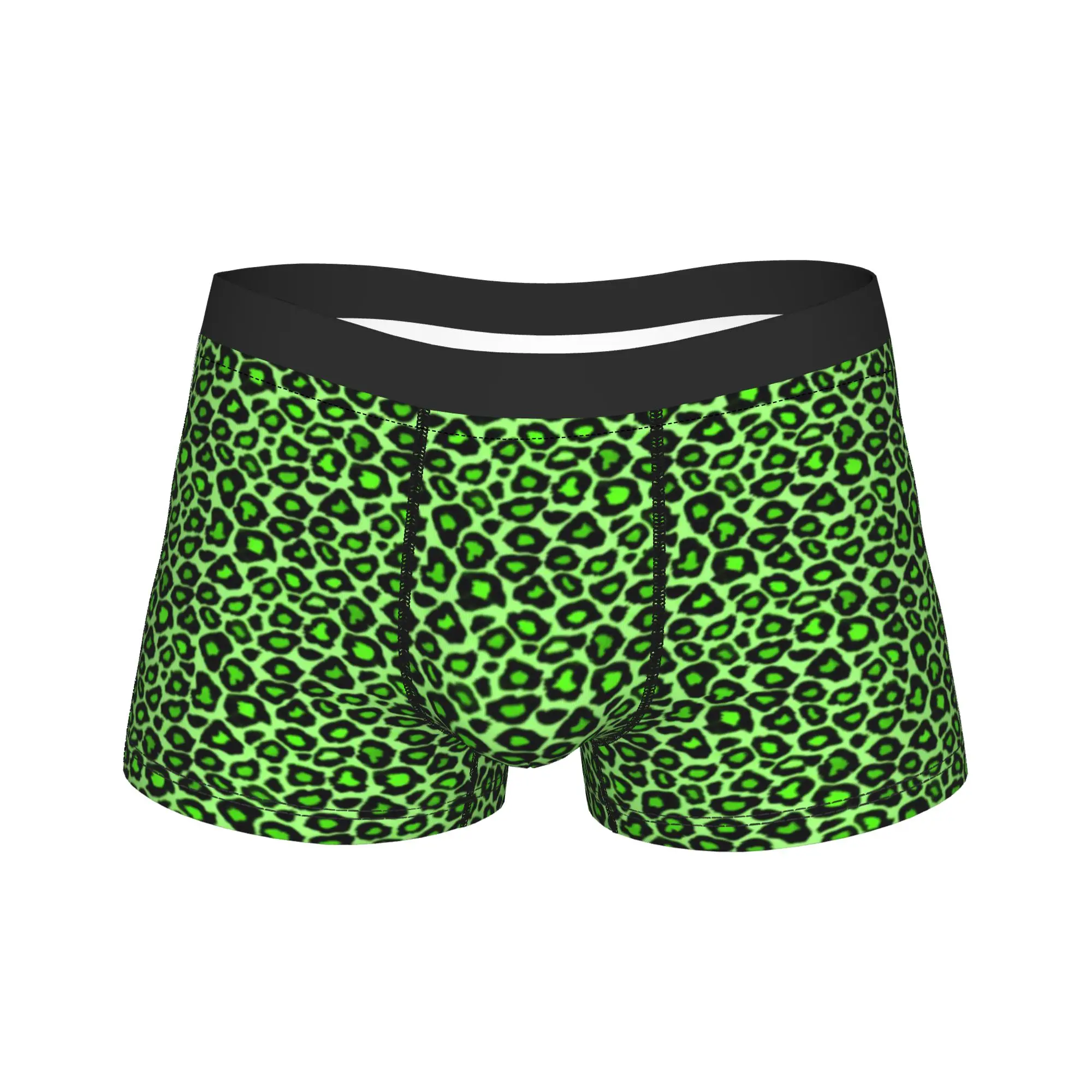 Wild Sexy Neon Green Unique Trendy Leopard Underwear  Custom Boxer Shorts Hot Sale Man Underpants Comfortable Boxer Brief Gift