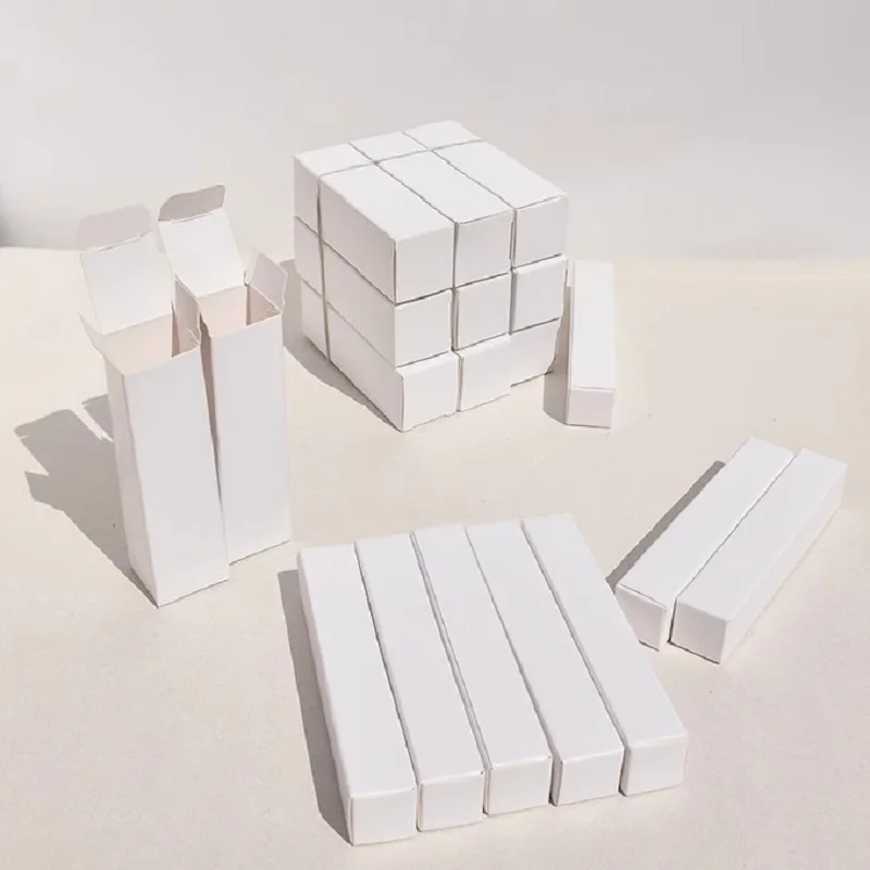 Caja de embalaje de papel blanco de 2 anchos para cajas de embalaje de regalo de muestra de lápiz labial de Perfume DIY, 100 Uds.