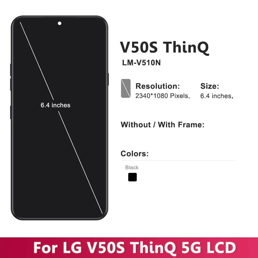 6.4'' LCD For LG G8X ThinQ V50S LCD Display Touch Screen Digitizer Assembly Replacement For LG V50S LMG850EMW Display Screen