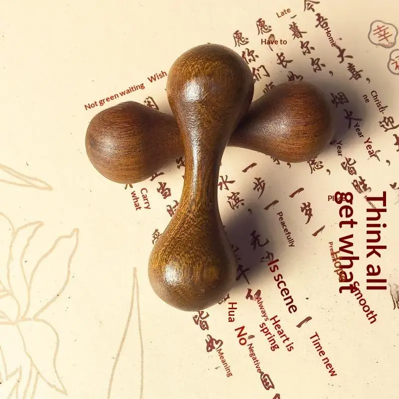 Natural Sandalwood Dual Head Facial Massager Smooth Surface Ergonomic Handle For Daily Acupressure Skincare Relaxation