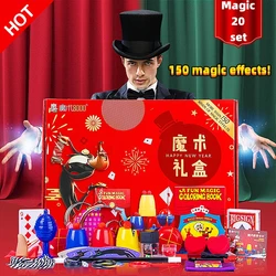 Magical Props Set Classic Child Magical Tricks Box Set Kinds Props Gimick Card ChristmasPuzzle For Children Kids gifts Toys