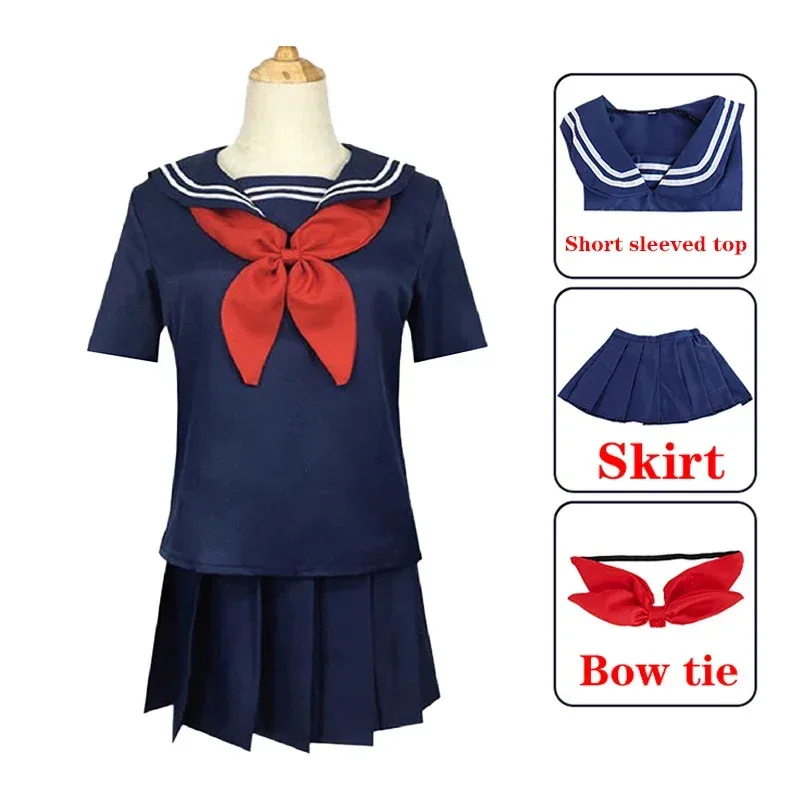 Disfraz de Anime My Hero Academia Himiko Toga, uniforme JK, faldas, suéter, abrigo, ropa de Navidad para Halloween, mujeres y niñas v;6, a'