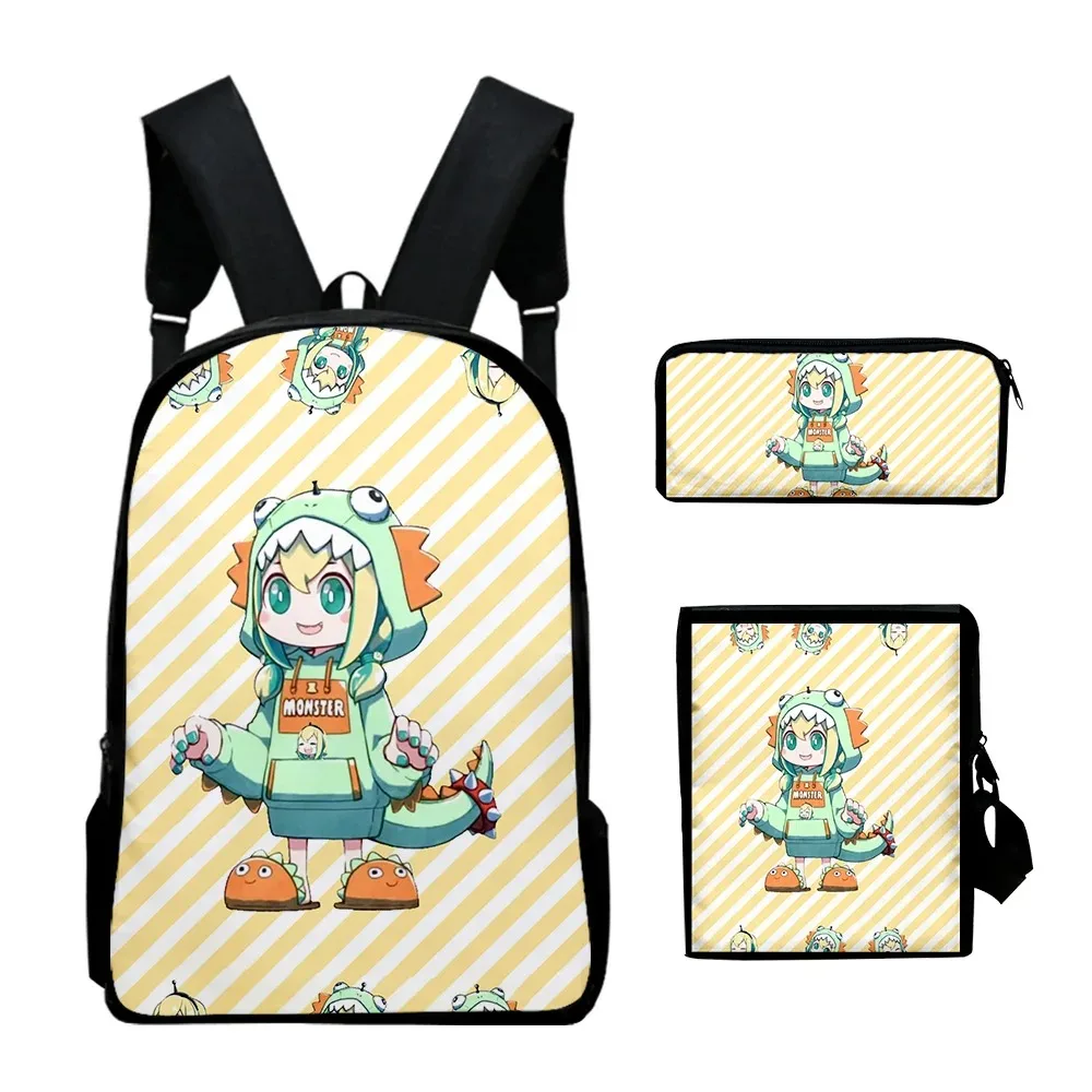 Backpack with 3d printing of pikamee and pikamee, 3pcs/set, for school, laptop, backpack, shoulder bag, case