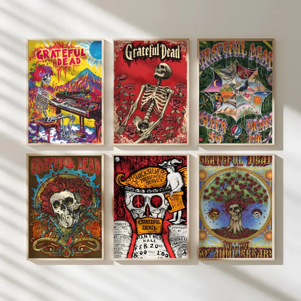 American Rock Band Grateful D-Dead Poster Waterproof Canvas Art Wrinkle Free Wall Hanging For Home Living Room Bedroom Decor