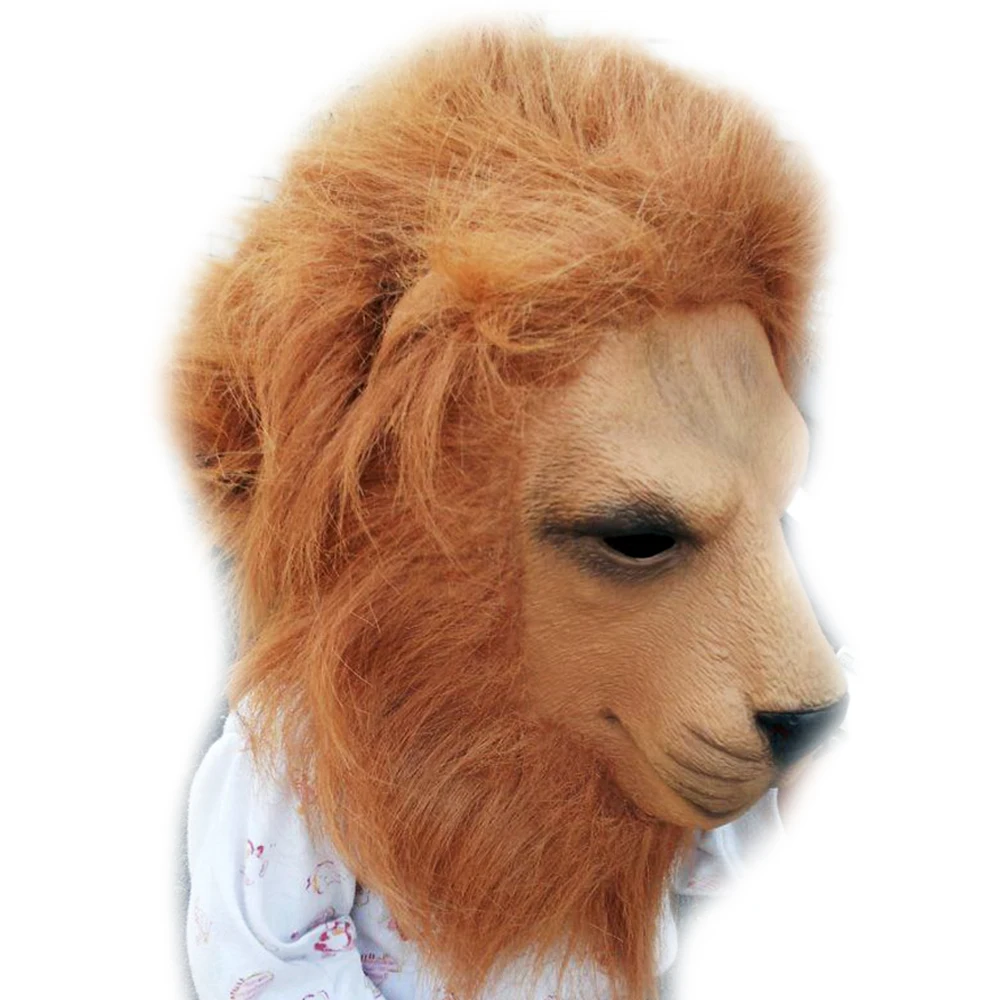 Halloween Lion Animal Head Latex Mask Role Play Costume Christmas Halloween Club Festival Party Props Decoration