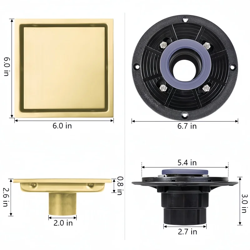 Stainless Steel Square Invisible Floor Drain Deodorant Garbage Filter Drain Shower Floor Drain Water Filter Bathroom Accessories