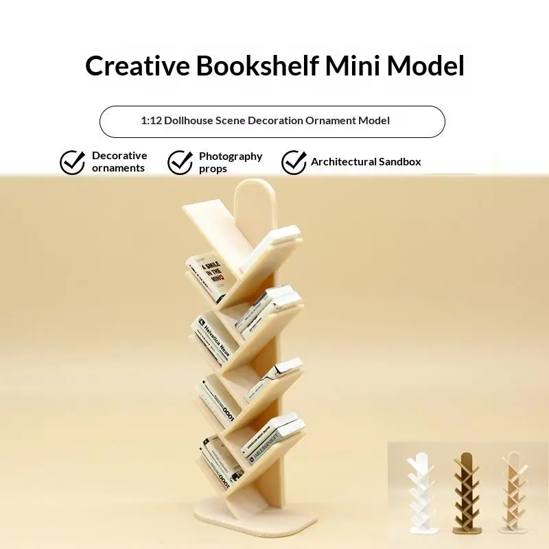 Dollhouse Bookshelf Simulation Mini Study Room Furniture Decoration Micro Scene Photo Props