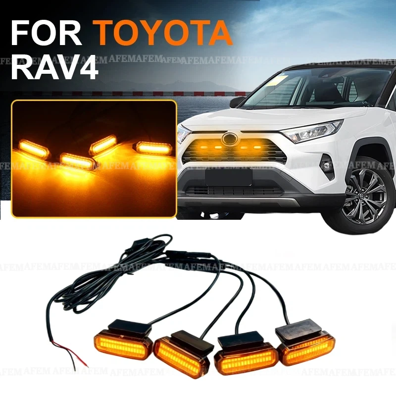 4PCS Car LED Front Grille Running Lights for RAV4 for Toyota 2020 2021 2011 Amber Grille Light Waterproof 12V 24V
