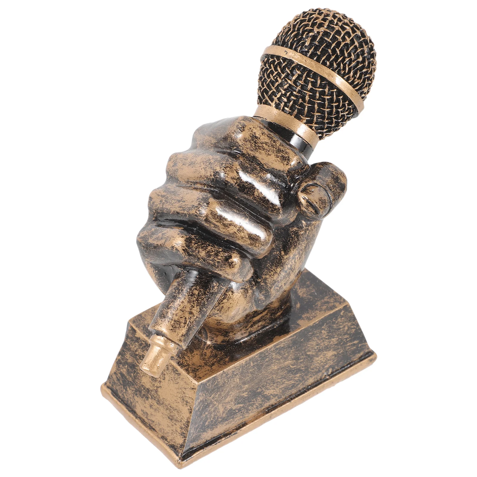 Troféu de música em forma de microfone dourado, escultura de resina 11cm x 5cm x 13 5cm, prêmio de competição de canto, karaokê, festa, decoração de casa, mini