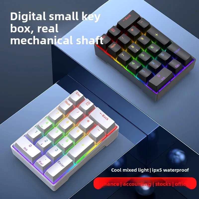Ultra Portable 20 Key Numeric Keypad Mechanical Feel USB Wired Mini External Number Pad for Laptop Desktop Office Use