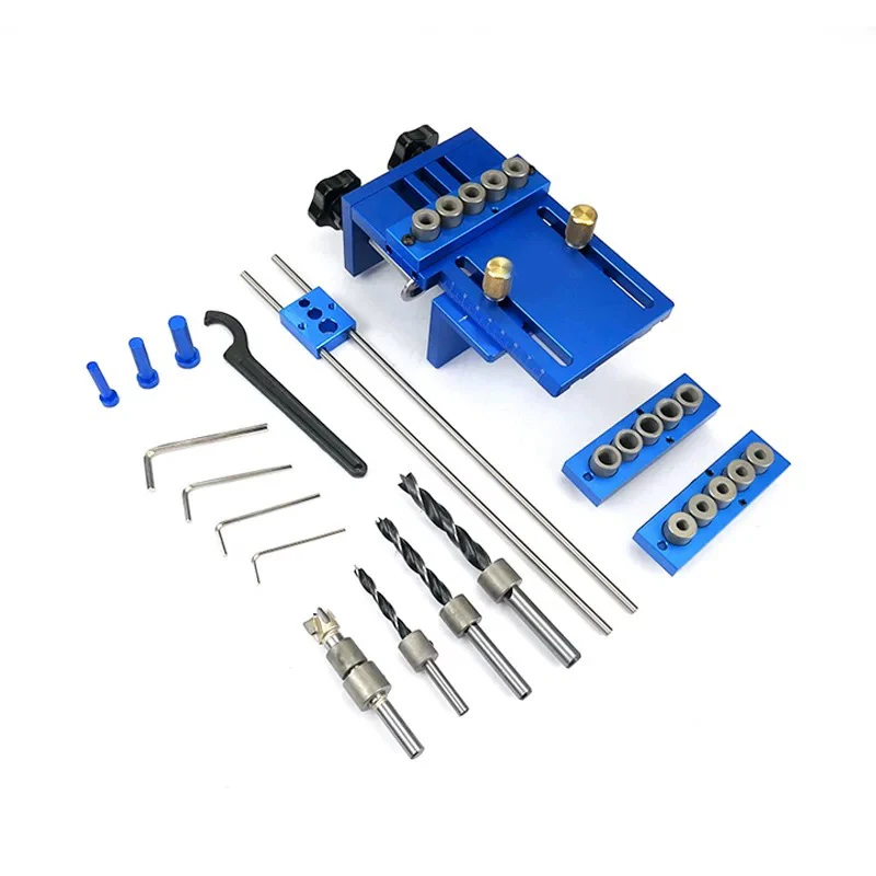 

Woodworking 3 in 1 Dowelling Jig Universal Dowel Cam Jig Wood Hole Drilling Guide Locator Adjustable Pocket Hole Jig Kit