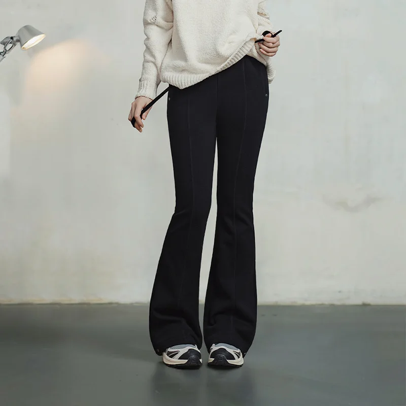 

Женские расклешенные черные спортивные штаны Maden, облегающие брюки для йоги с завязками, слегка эластичные вязаные брюки Bootcut для повседневного использования