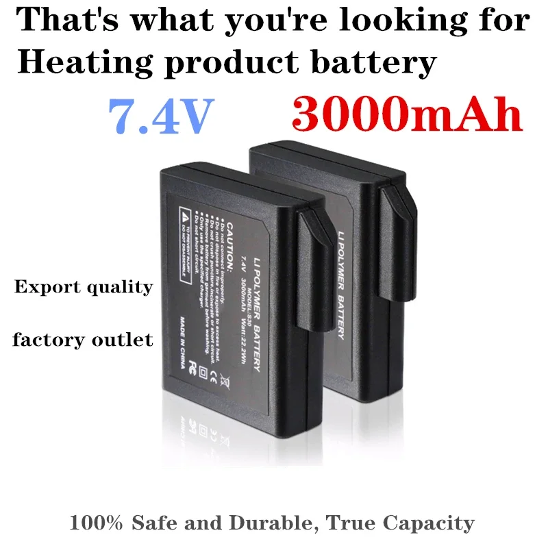 電動手袋とスカーフ用のハイパワー加熱インソール,靴下電池,755060-2s,7.4v,3000mah