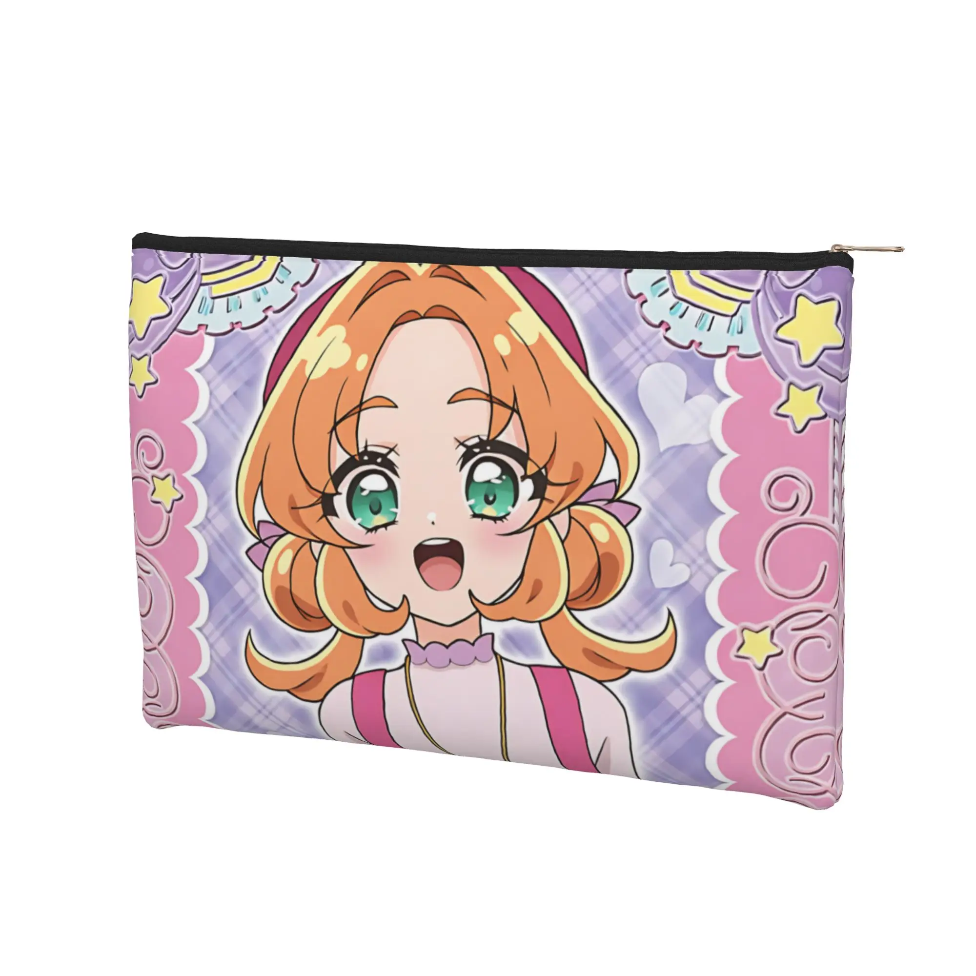 Foldable Cute pouch Akechi Anna Pretty Cure Makeup Bag Anime Princess Toiletry Bag with Zipper Makeup Organizer