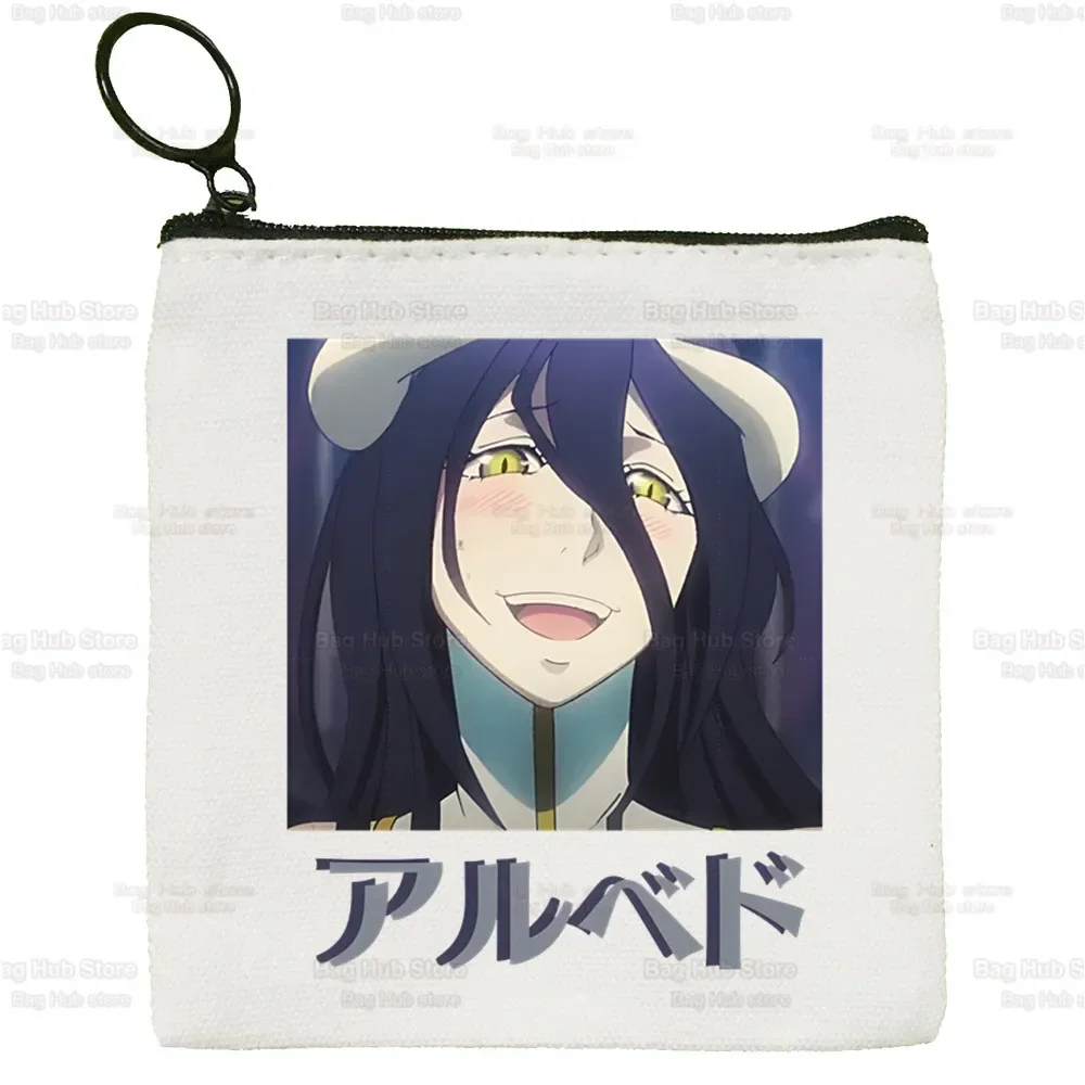 Overlord Anime Canvas Coin Purse Custom Logo Ainz Ooal Gown Storage Pouch Albedo Canvas Bag Momonga New Coin Bag Key Coin Purse