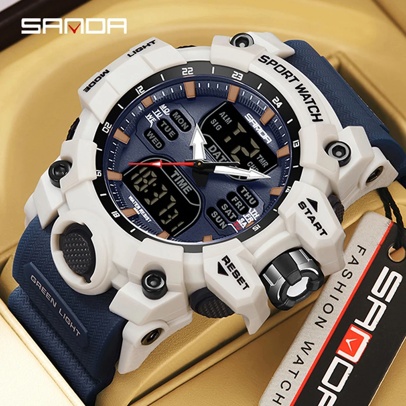 SANDA Brand Couple Watches with Dual Time, Luminous, Waterproof, Fashionable Men/Women Trendy Sports Watch