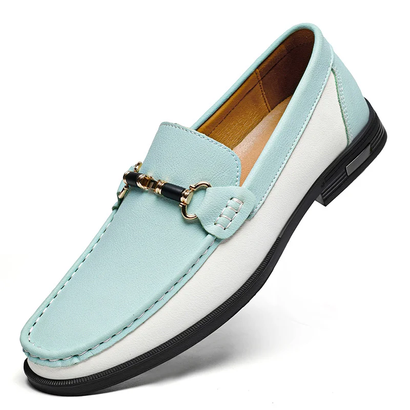 

High Quality Summer Men's Leather Casual Shoes Plus Size 47 Metal Buckle Fashion Loafers Men Comfort Flat Business Shoes For Man