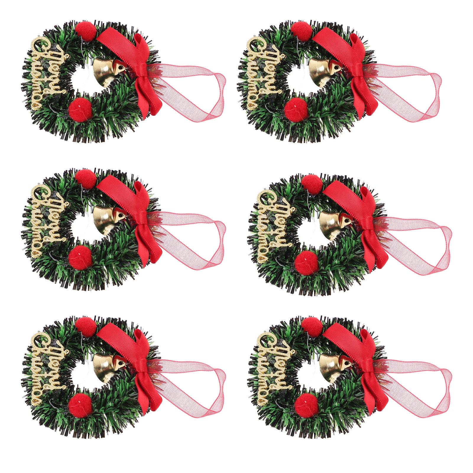 

10 Pcs Mini Christmas Wreath Bell Decorations Hanging Plastic DIY Gifts Home Festival Toy String Holiday Ornaments
