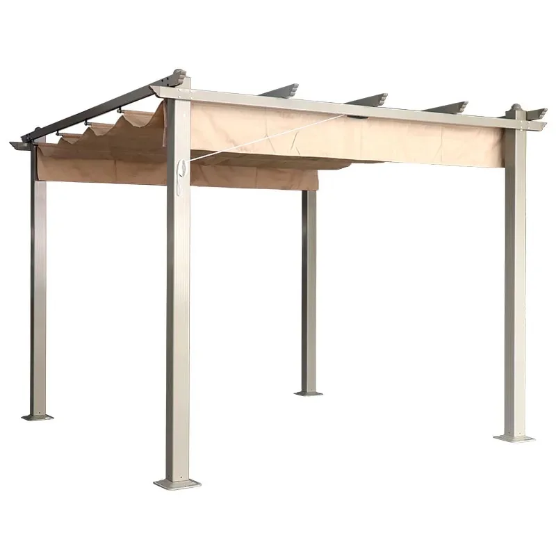 

Outdoor aluminum garden gazebo with grape grid and retractable shade