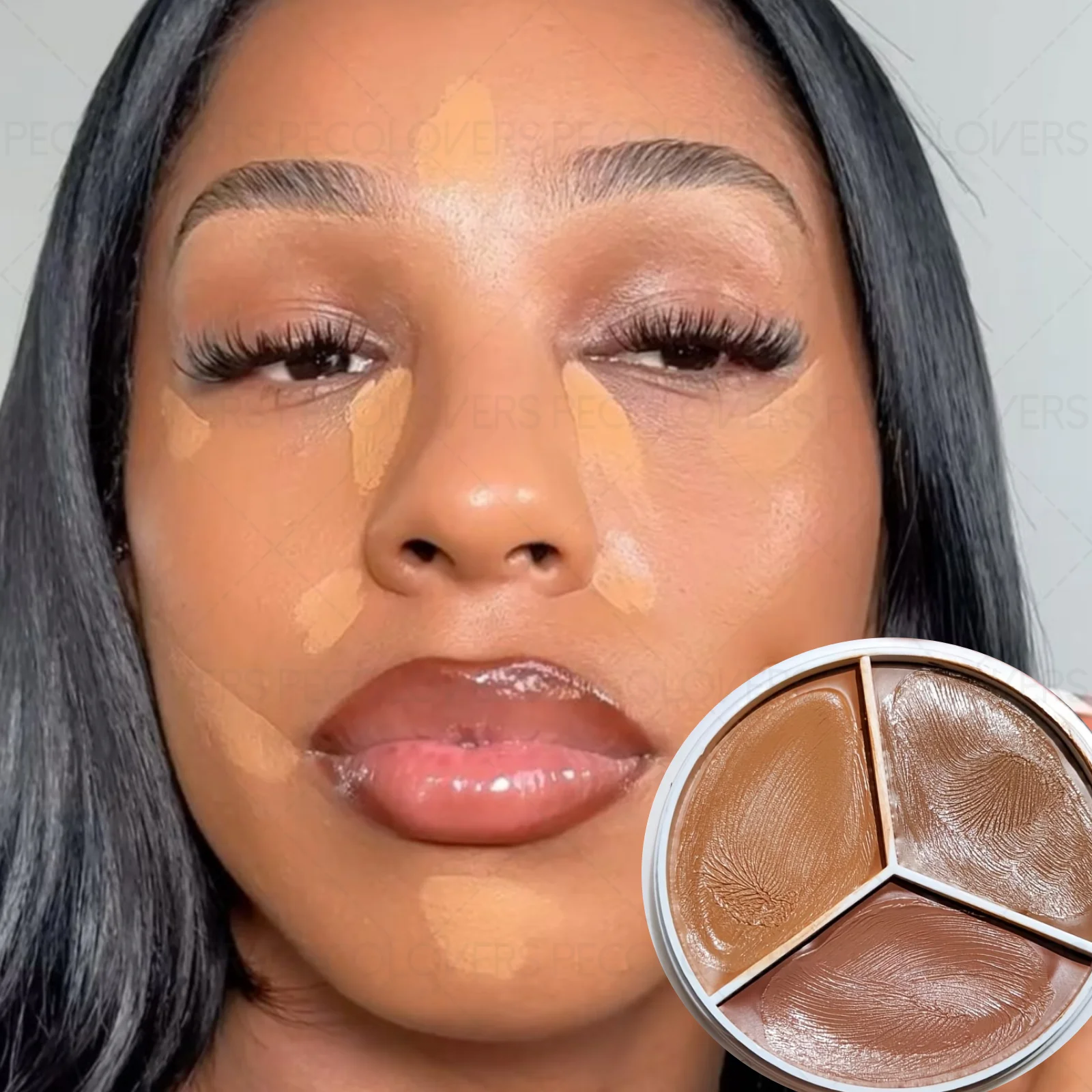 Correttore 3 in 1 a copertura totale, struttura cremosa, costruibile, che copre le occhiaie e le imperfezioni, cosmetici essenziali quotidiani