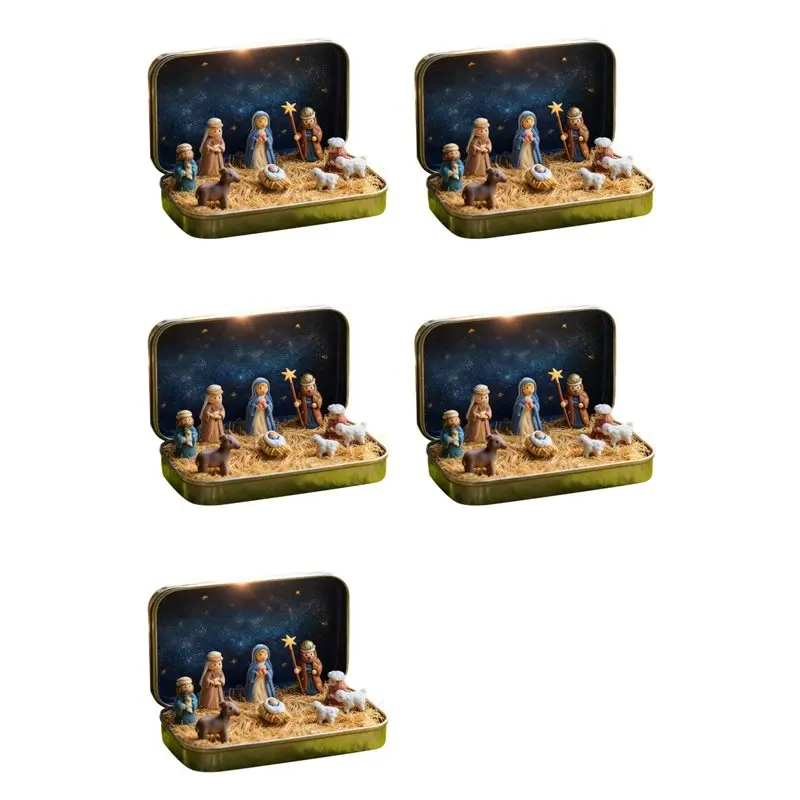 Wholesale 5X Small Nativity Scene - Pocket Christmas Nativity Scene Set Small 3D Holy Figurines Religious Ornament Christmas