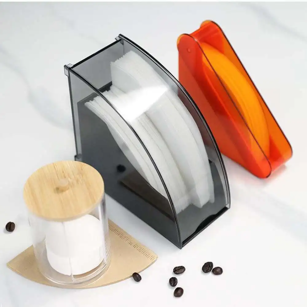 Professional Coffee Filter Storage Holder Acrylic V60 Paper Dispenser Case Dustproof Moisture Proof Desktop Stand