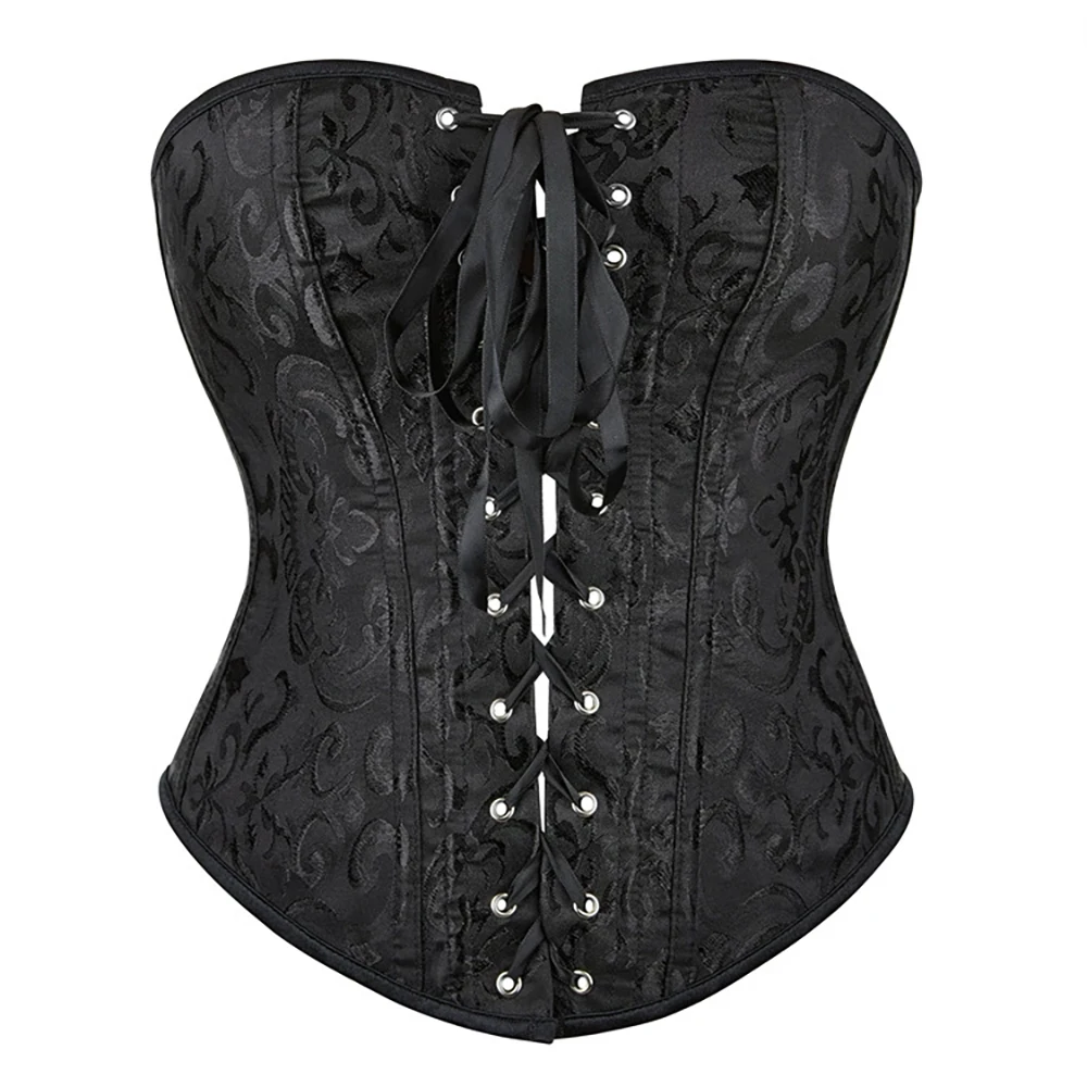 

Female Victorian Vintage Corset Top Front Lace-Up Overbust Bustier Punk Goth Clothing Sexy Corselet Feminino Black Waist Cincher