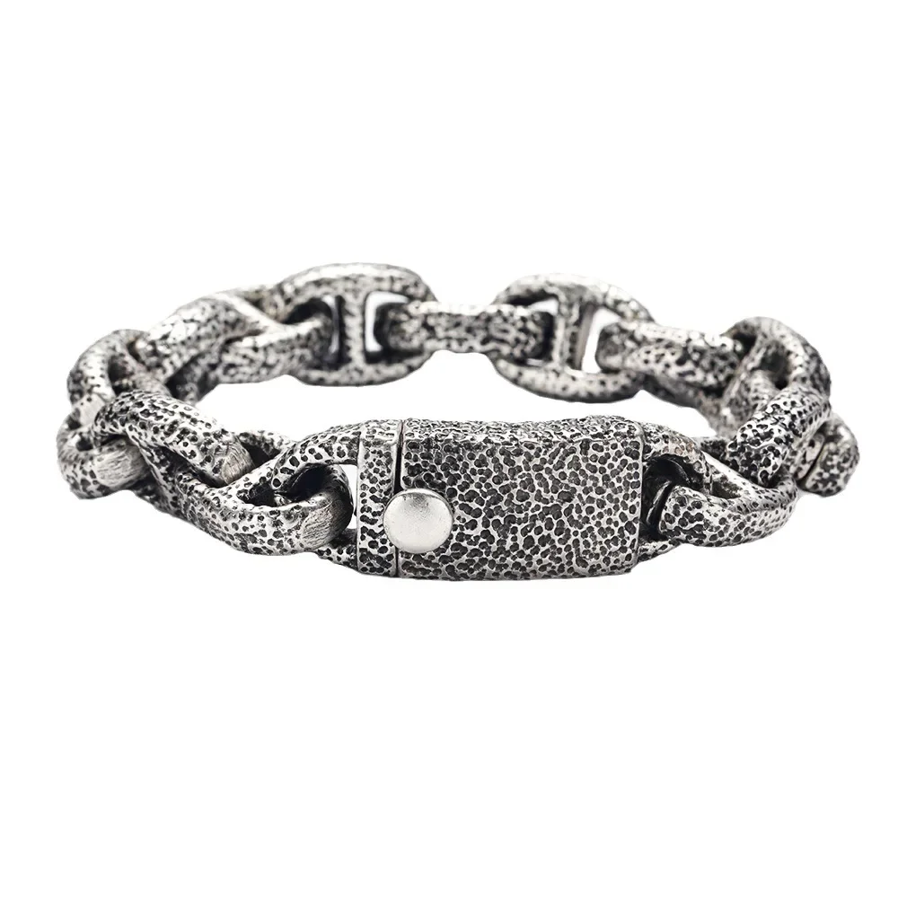 Japanese Vintage Stainless Steel Bracelet for Men Traditional Samurai Pattern Punk Gothic Cuff Jewelry Gift