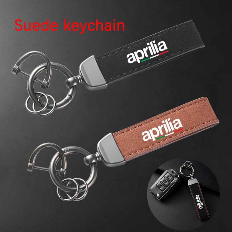 For Aprilia RSV4 RSV1000/R Caponord 1200 Dorsoduro 750 Shiver Tuono 1000/R High-Grade Leather Suede Keychain Motorcycle Key Ring