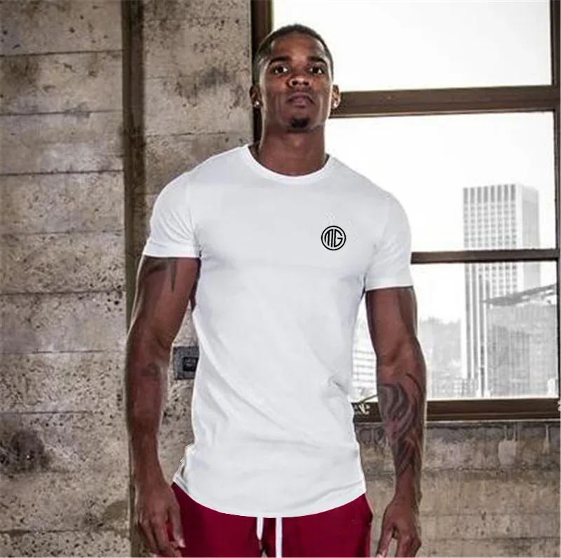 Muscleguys Slim fit T Shirt Men Slim Fit Tees Men Gym T-Shirts Bodybuilding Tops Fitness Clothing O-Neck Short Sleeve T Shirt