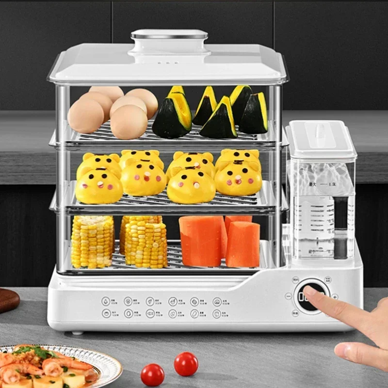 Multifunctional all-in-one electric steamer, household three-layer smart timer breakfast machine