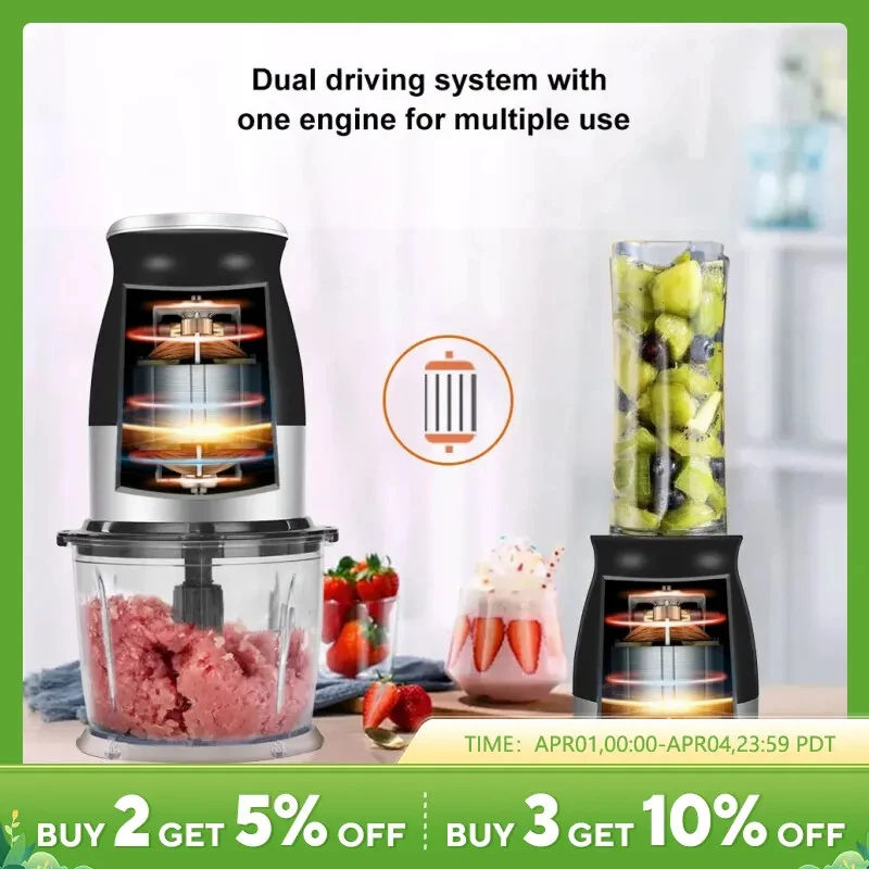 BPA FREE 500W Portable Personal Blender,Mixer Food Processor With Chopper Bowl  Baby Food,600ml Juice Bottle,