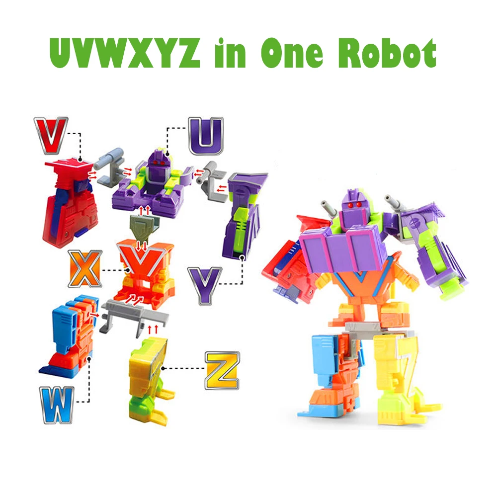 Aphabet Letter Toy Robot Transformation DIY Creative Assembling Action Figure Toys for Preschool  STEM Education