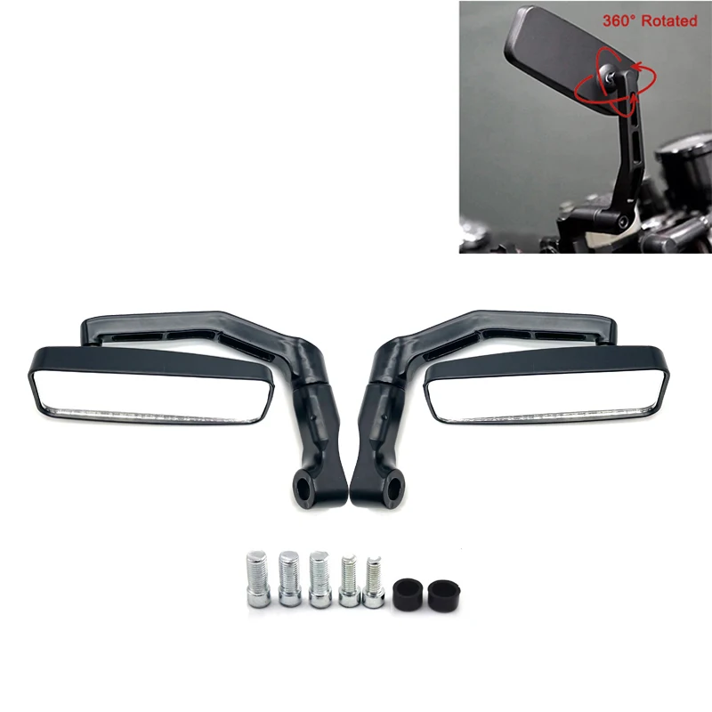 2pcs Truck Motorcycle Modified Aluminum Rearview Reverse Side Mirrors Anti-Glaring Motorcycle Square Rearview Mirror Accessories