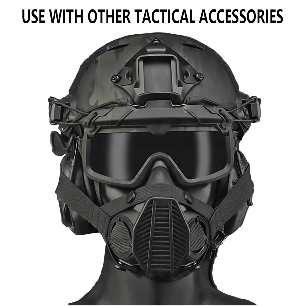Halloween-Maske, schützende Sport-Atemschutzmaske, halbes Gesicht, Gasmaske für Paintball, Airsoft, Jagd, CSGame, Cosplay – Detail 2