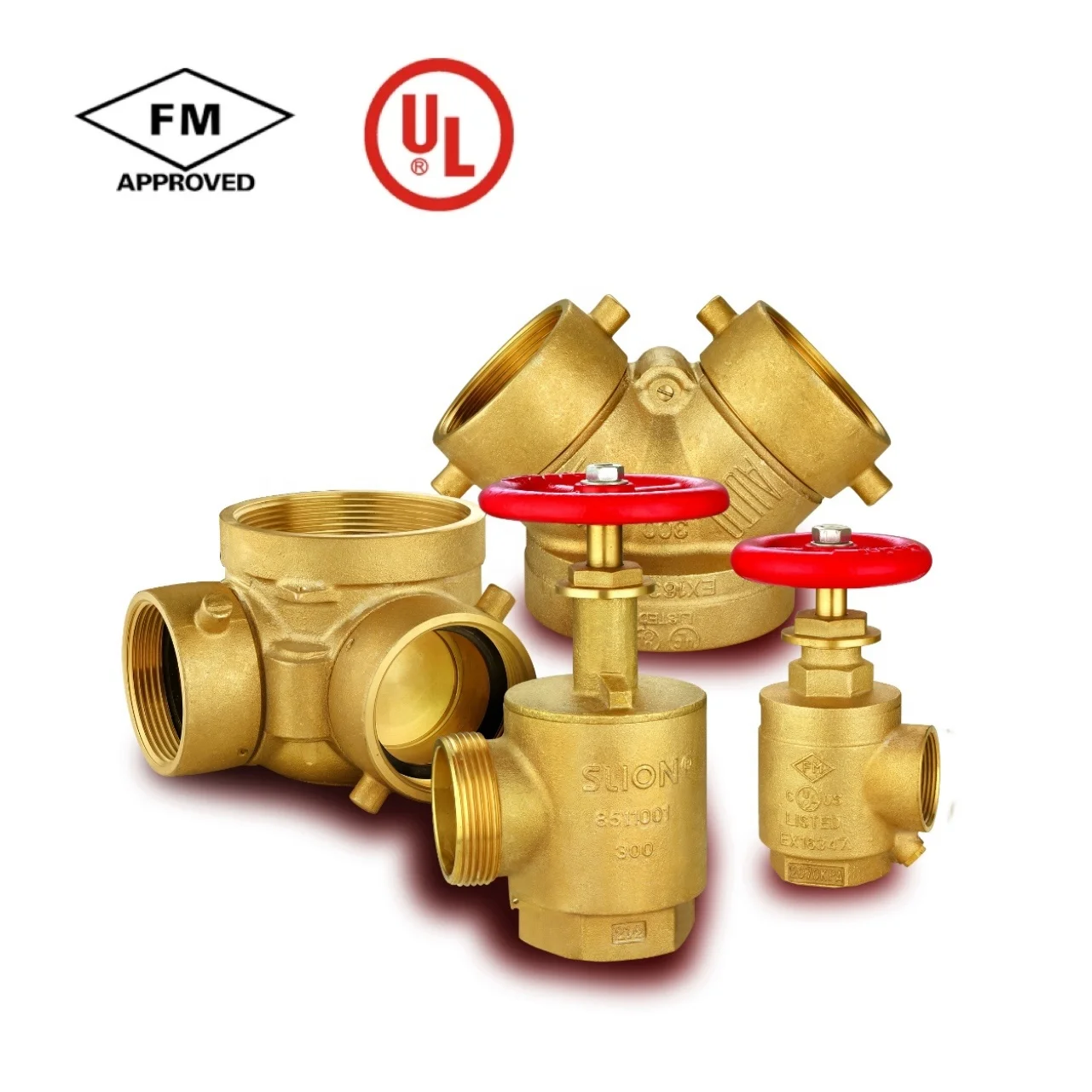 Factory Price Brass Siamese Connection Valve 4''X2 1/2''X2 1/2''   5 Years Warranty Firefighting Equipment Accessories FM UL