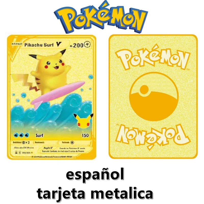 Pokemon Metal Spanish Battle Card Games Anime Character Collection Birthday Gifts Children\'s Toys GX VMAX V EX