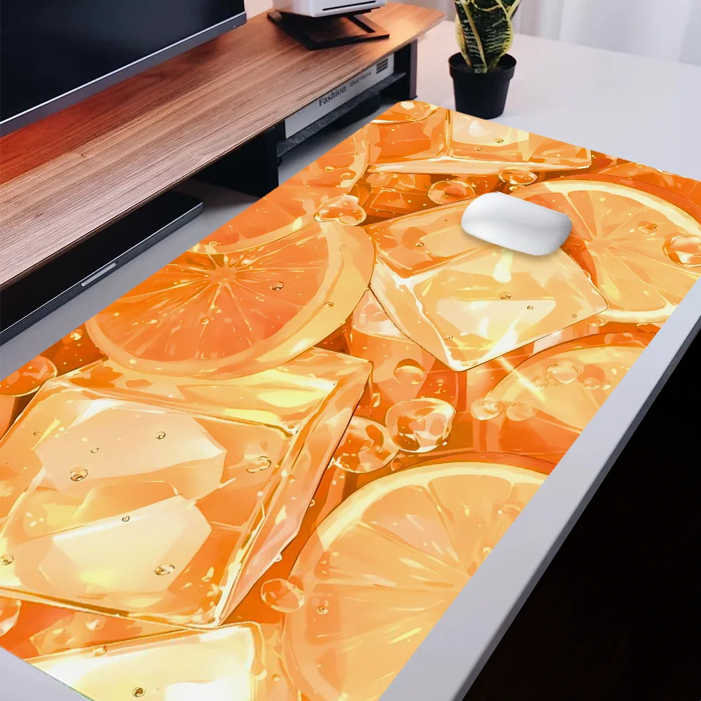 

Коврик для мыши Orange Ice, большие настольные аксессуары, настольный коврик, резиновая основа с прошитыми краями, коврик для мыши, нескользящий коврик для клавиатуры для друга