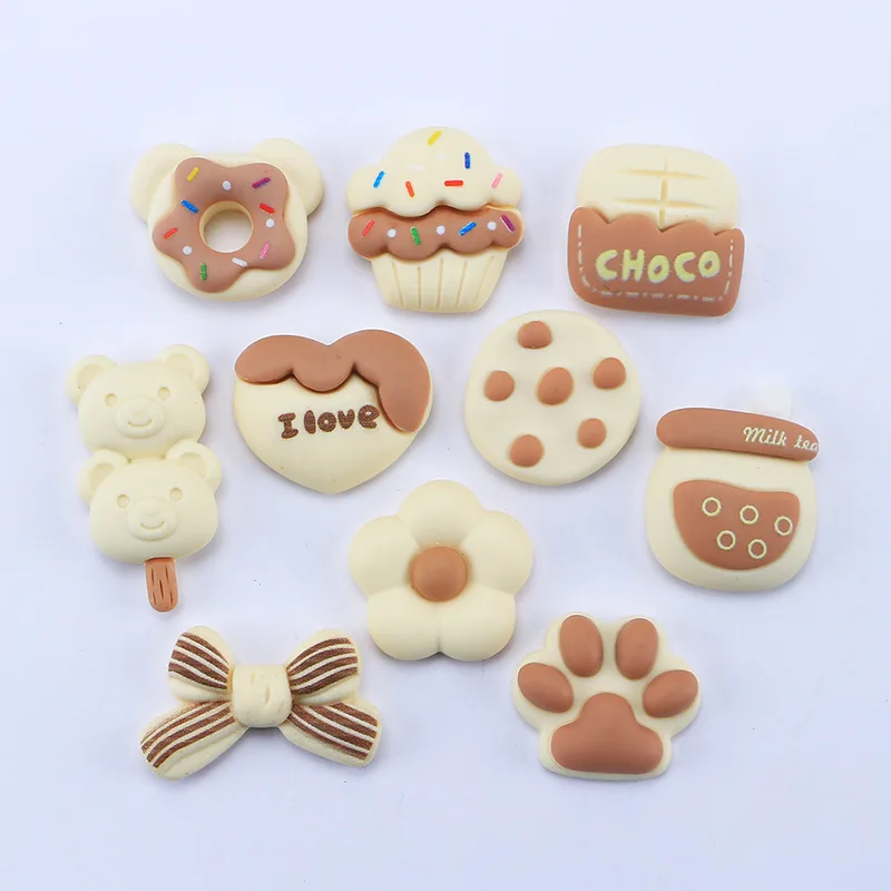 10Pcs Cream-Coloured Plaything Resin DIY Ear stud  Shoes Hat Icebox Barrette Mobile Phone Case Scrapbook Flat Back Patch