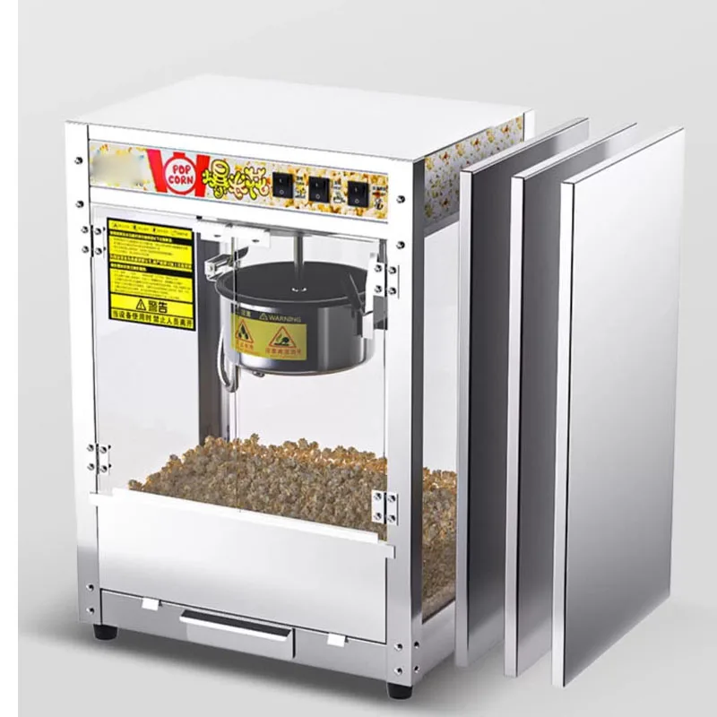 Fully Automatic Commercial Popcorn Machine 220/110V Stainless Steel Electric Popcorn Maker for Cinema Street Stalls and Vending