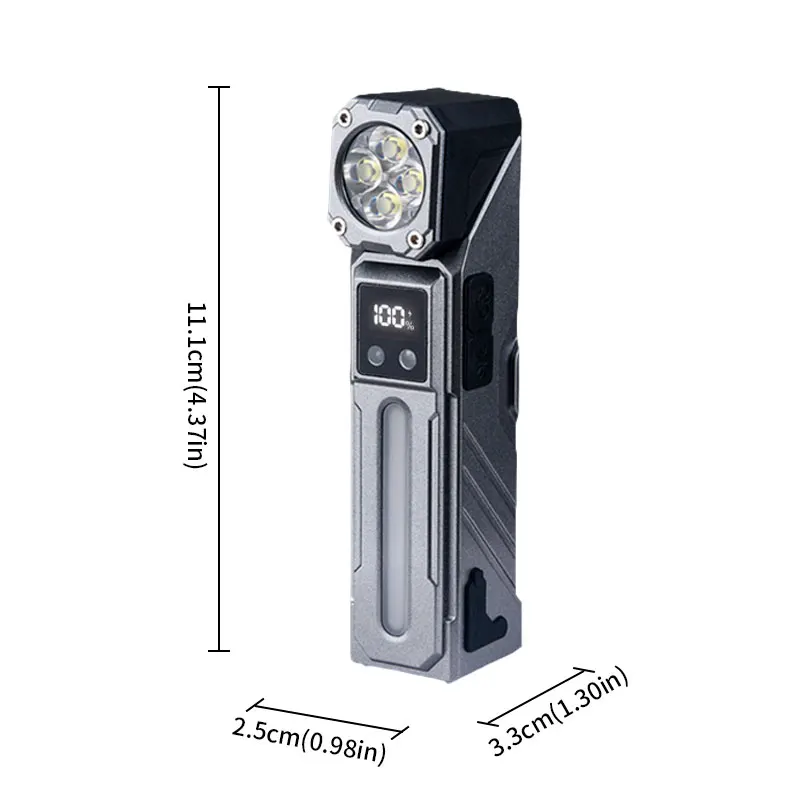 T130 500LM 4-in-1 Light 90° Rotating Head RGB Sensor Digital Display with Mounts Magnetic Clip Type-C