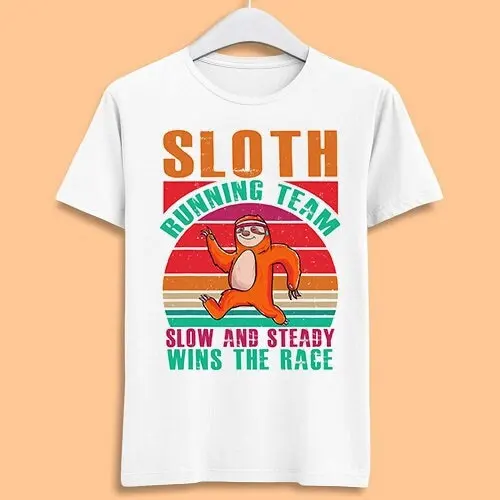 Sloth Running Team Sport Gym Activity Funny Parody Pet Lovers Cool Cult Movie Music Fashion Top T Shirt 7068