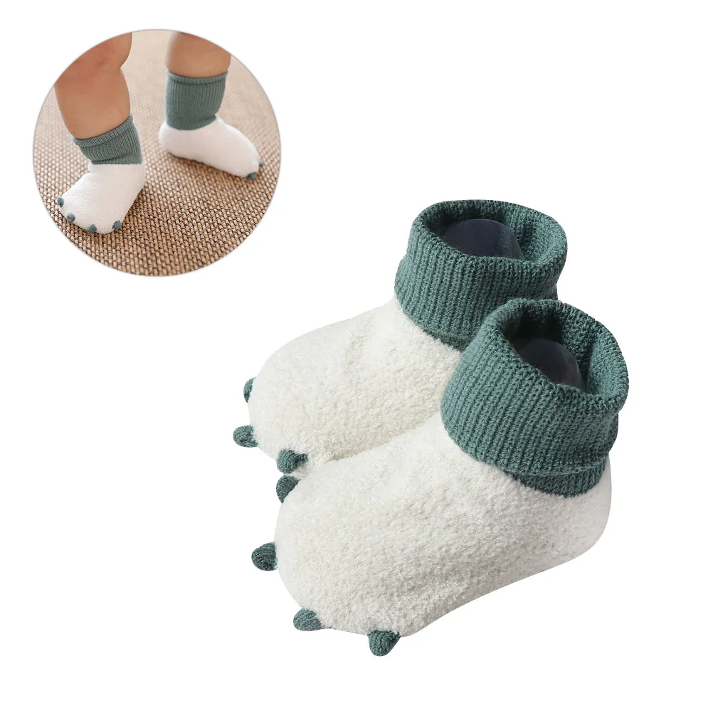 

1Pair Baby Winter Warm Socks Soft Comfortable Non Slip Infant Wearing White Size L 11cm Thick Stockings Baby Winter Shoes