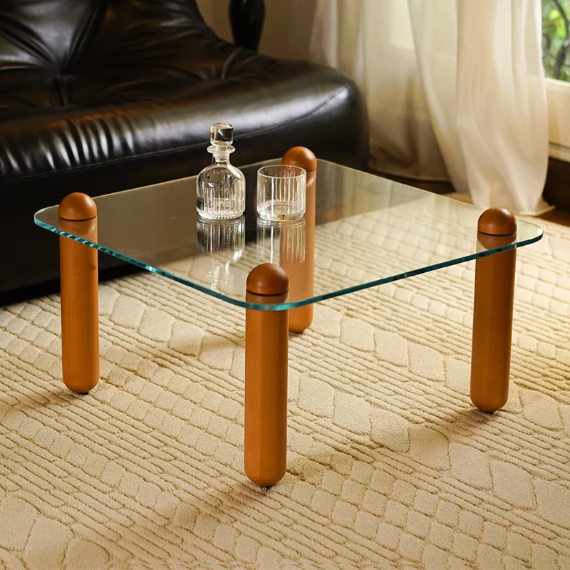 طاولة القهوة لغرفة المعيشة المنزلية الخفيفة الفاخرة على الإنترنت المشاهير أرجل خشبية صلبة مربعة 2022 جديدة وبسيطة وحديثة