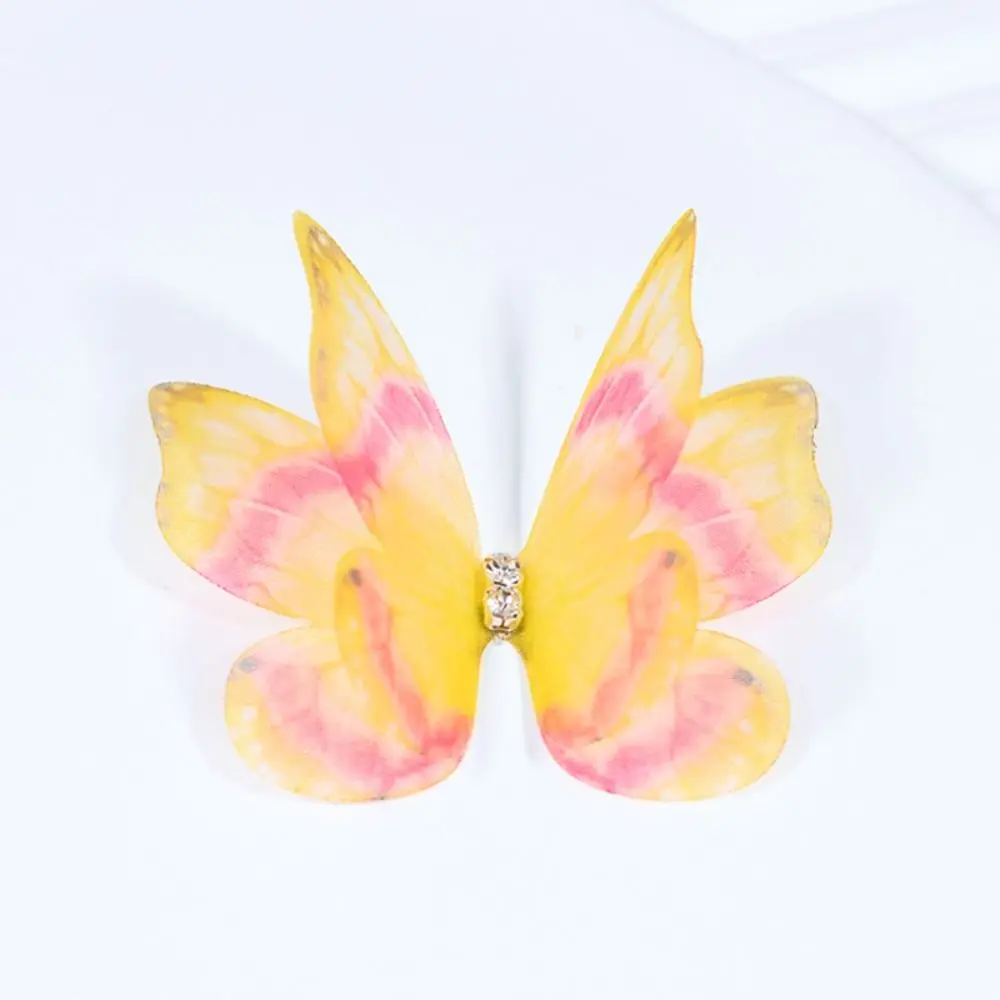 3D Organza Fabric Butterfly Appliques Double-layer Translucent Chiffon Butterfly Embroidered Patches Gradient Color