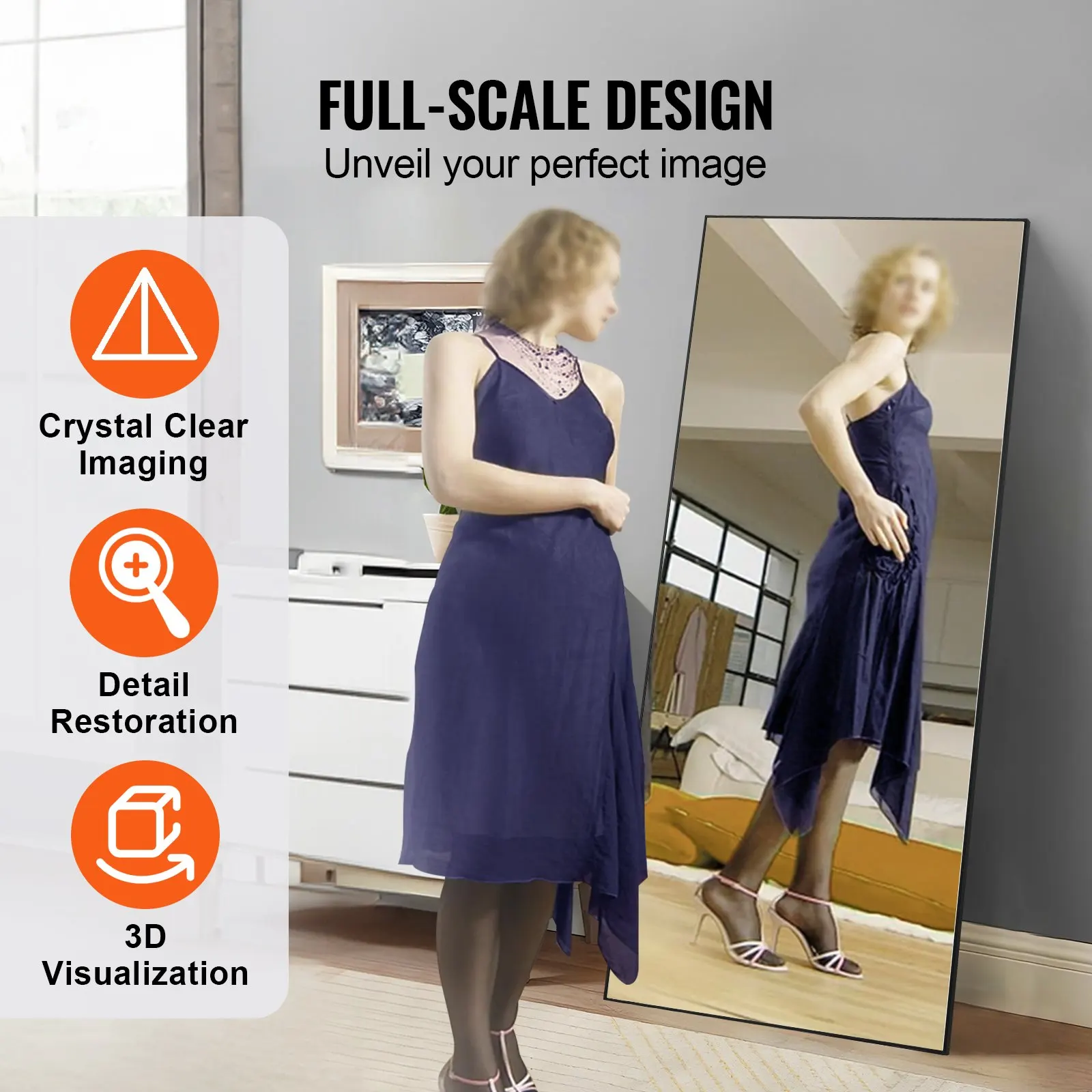 

Full Length Mirror, 71'' X 31'', Extra Large Standing Hanging Or Leaning Rectangle Floor Mirror With Tempered Glass Aluminum