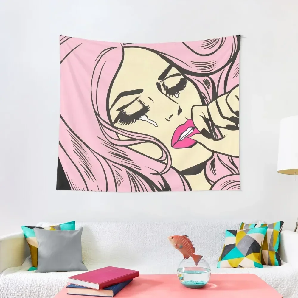 

Pastel Pink Sad Girl Tapestry Decor For Bedroom Decorations For Room Things To Decorate The Room Tapestry